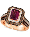 【送料無料】 ル ヴァン レディース リング アクセサリー Raspberry Rhodolite (1-7/8 ct. t.w.) & Diamond (7/8 ct. t.w.) Double Halo Ring in 14k Rose Gold 14K Strawberry Gold Ring