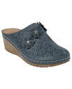 【送料無料】 ジーシーシューズ レディース サンダル シューズ Women 039 s Krista Perforated Slip-On Flower Wedge Mules Navy