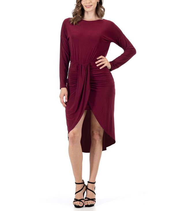 24 セブンコンフォート レディース トップス ワンピース ひざ丈 24seven Comfort Apparel Women's Long Sleeve Knee Length Dress Burgundy バーガンディ