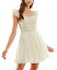 【送料無料】 シティー スタジオ レディース ワンピース トップス Juniors' Glitter-Tulle Ruffled-Strap Dress Ivory/Silver