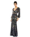 【送料無料】 マックダガル レディース ワンピース トップス Women's Embellished Wrap Over Bishop Sleeve Gown ...