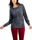 【送料無料】 イデオロギー レディース シャツ トップス Women 039 s Butter French Terry Open-Back Pullover Top Water Bubbles