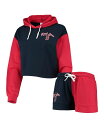 【送料無料】 フォコ レディース パーカー スウェット フーディー アウター Women 039 s Navy Red Boston Red Sox Color-Block Pullover Hoodie and Shorts Lounge Set Navy, Red