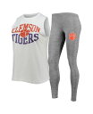 【送料無料】 コンセプツ スポーツ レディース レギンス ボトムス Women's Charcoal and White Clemson Tigers Tank Top and Leggings Sleep Set Charcoal, White