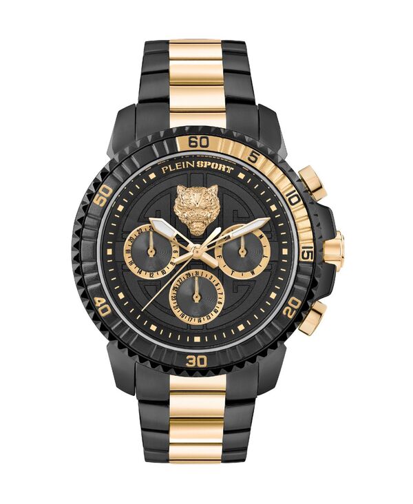 楽天ReVida 楽天市場店【送料無料】 プレイン スポーツ メンズ 腕時計 アクセサリー Men's Chronograph Date Quartz Powerlift Gold-Tone and Black Stainless Steel Bracelet Watch 45mm Two-Tone