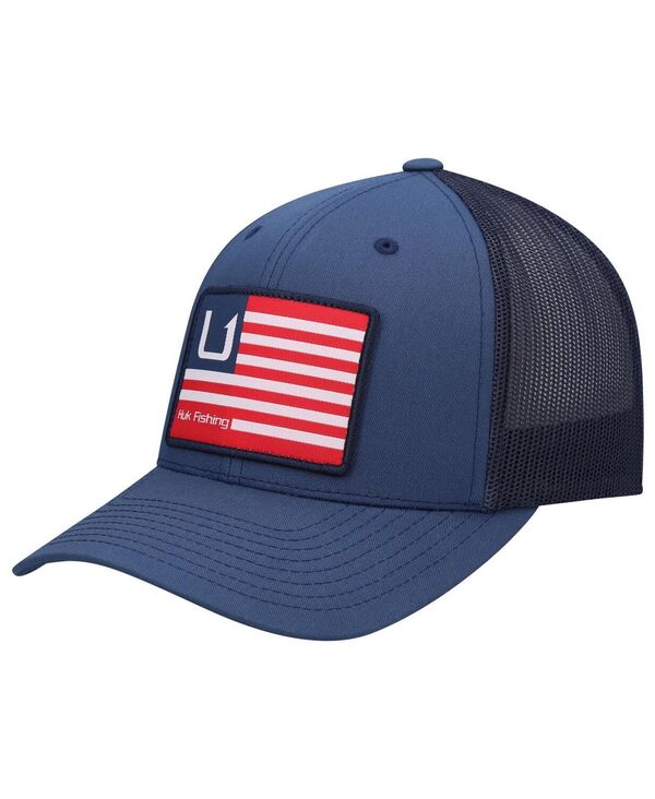 【送料無料】 フック メンズ 帽子 アクセサリー Men's Blue Huks and Bars American Trucker Snapback Hat Blue