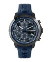 yz vC X|[c Y rv ANZT[ Men's Chronograph Date Quartz Plein Gain Blue Silicone Strap Watch 43mm Ion Plated Black