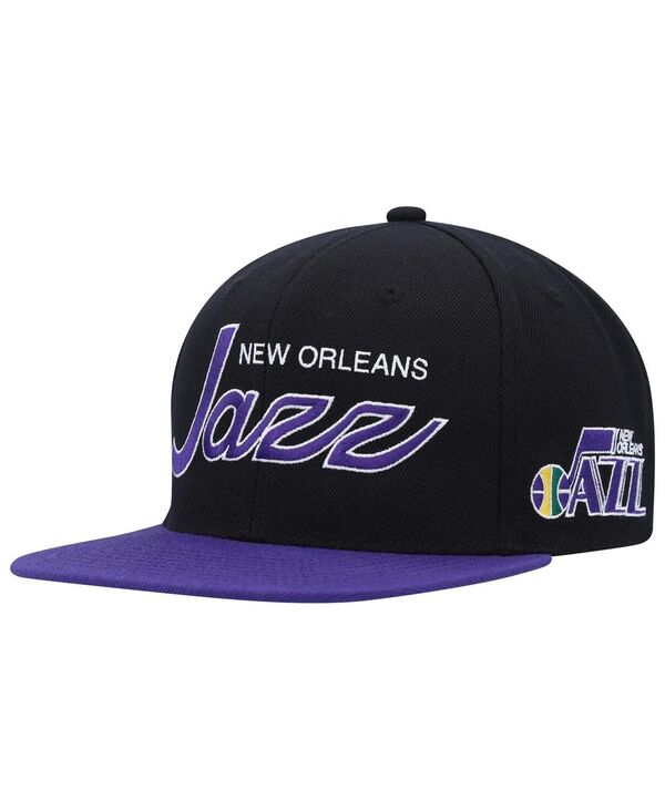 ミッチェル＆ネス 【送料無料】 ミッチェル&ネス メンズ 帽子 アクセサリー Men's Black Utah Jazz Hardwood Classics MVP Team Script 2.0 Snapback Hat Black