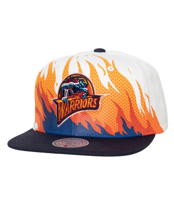 【送料無料】 ミッチェル&ネス メンズ 帽子 アクセサリー Men's White Golden State Warriors Hot Fire Snapback Hat White