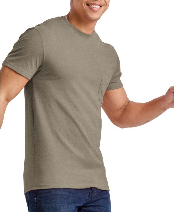【送料無料】 オルタナティヴ アパレル メンズ Tシャツ トップス HANES Men's HANES Originals Cotton Short Sleeve Pocket T-shirt Oregano Heather - U.S. Grown Cotton, Polyester