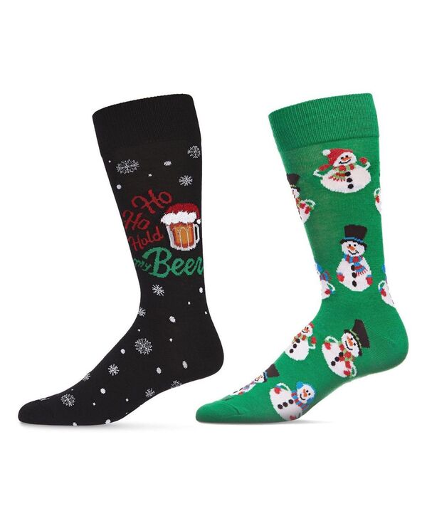【送料無料】 メモイ メンズ 靴下 アンダーウェア Men's Christmas Holiday Pair Novelty Socks, Pack of 2 Black-Green