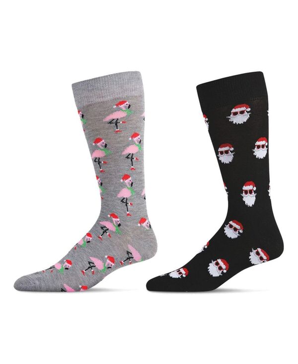 【送料無料】 メモイ メンズ 靴下 アンダーウェア Men 039 s Christmas Holiday Pair Novelty Socks, Pack of 2 Gray-Black