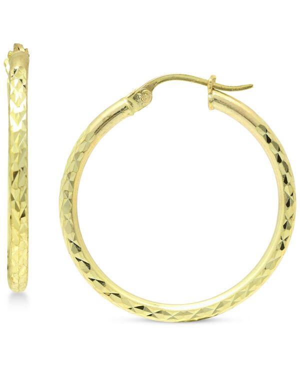 yz W[j xj[j fB[X sAXECO ANZT[ Medium Textured Hoop Earrings (30mm) in 18k Gold-Plated Sterling Silver, or Stirling Silver Gold Over Silver