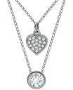 yz W[j xj[j fB[X lbNXE`[J[Ey_ggbv ANZT[ 2-Pc. Set Cubic Zirconia Pav&eacute; Heart & Solitaire Bezel Pendant Necklaces Silver