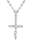 yz W[j xj[j fB[X lbNXE`[J[Ey_ggbv ANZT[ Cubic Zirconia Marquise Cross Pendant Necklace in Sterling Silver, 16