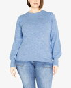 【送料無料】 アベニュー レディース ニット セーター アウター Plus Size Nicky Pom Pom Balloon Sleeve Sweater Sky Blue