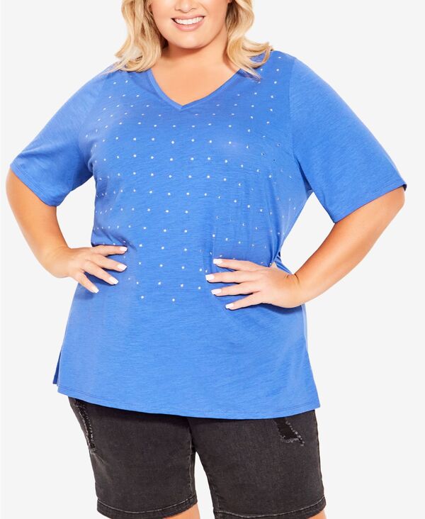 【送料無料】 アベニュー レディース シャツ トップス Plus Size Sparkling Stars Top Dazzling Blue