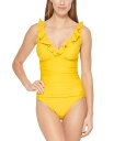 【送料無料】 ダナ キャラン ニューヨーク レディース 上下セット 水着 Ruffle Plunge Underwire Tummy Control One-Piece Swimsuit Cumin