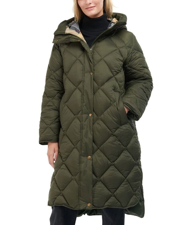 【送料無料】 バーブァー レディース ジャケット ブルゾン アウター Women 039 s Sandyford Quilted Hooded Puffer Coat Sage/Dress