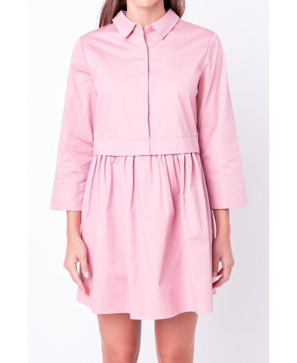【送料無料】 イングリッシュファクトリー レディース シャツ トップス Women 039 s Shirt Mini Dress Dusty pink