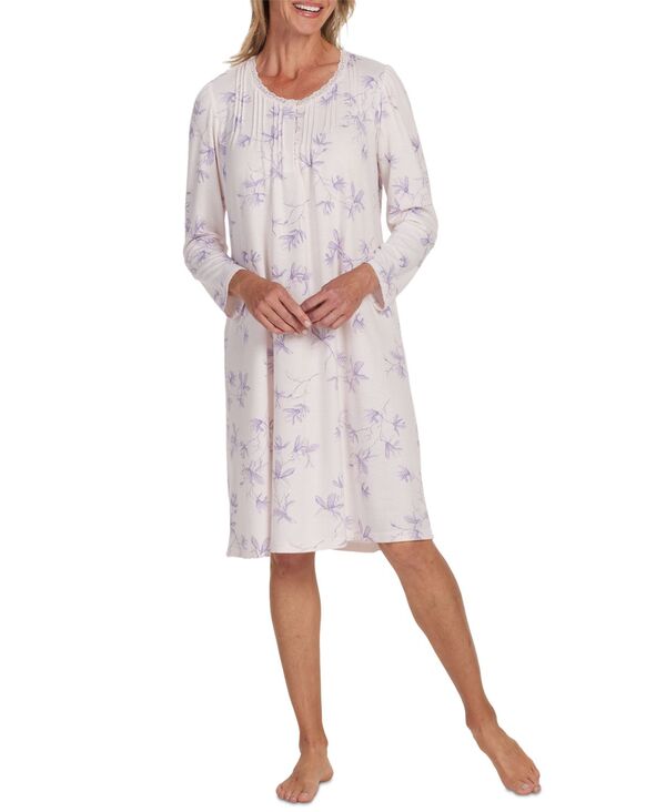 【送料無料】 ミス エレーン レディース ナイトウェア アンダーウェア Women's Floral Lace-Trim Nightgown Peach/lilac Floral Stems