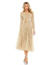 【送料無料】 マックダガル レディース ワンピース トップス Women's Embellished Illusion High Neck Long Sleev...