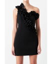 【送料無料】 エンドレスローズ レディース ワンピース トップス Women's Asymmetrical Ruffle Stretch Mini Dress Black