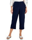 【送料無料】 チャータークラブ レディース カジュアルパンツ ボトムス Women's Linen Solid Cropped Pull-On Pants Intrepid Blue|詳細画像