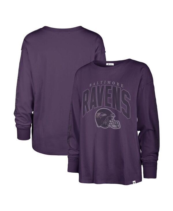 yz 47uh fB[X TVc gbvX Women's Purple Distressed Baltimore Ravens Tom Cat Long Sleeve T-shirt Purple