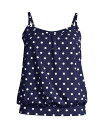 【送料無料】 ランズエンド レディース トップのみ 水着 Women's Petite Blouson Tummy Hiding Tankini Swimsui...