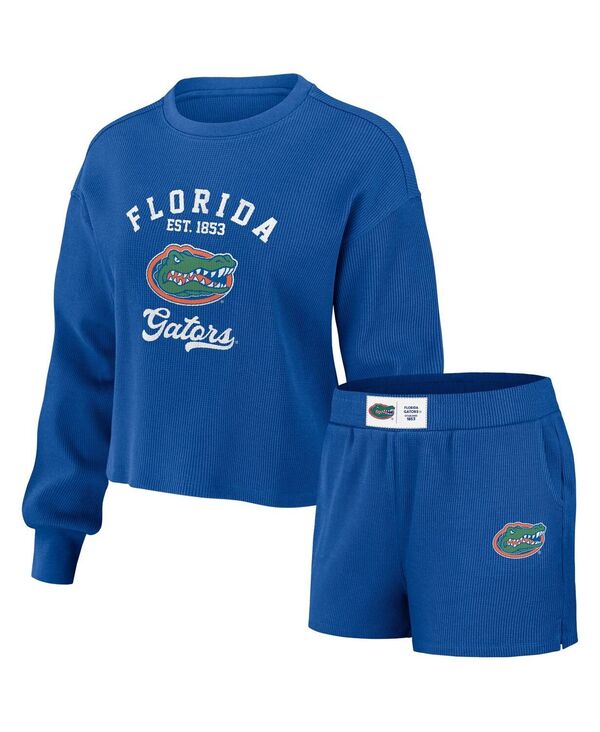 【送料無料】 ウェア バイ エリン アンドルーズ レディース ハーフパンツ・ショーツ ボトムス Women's Royal Florida Gators Waffle Knit Long Sleeve T-shirt and Shorts Lounge Set Royal