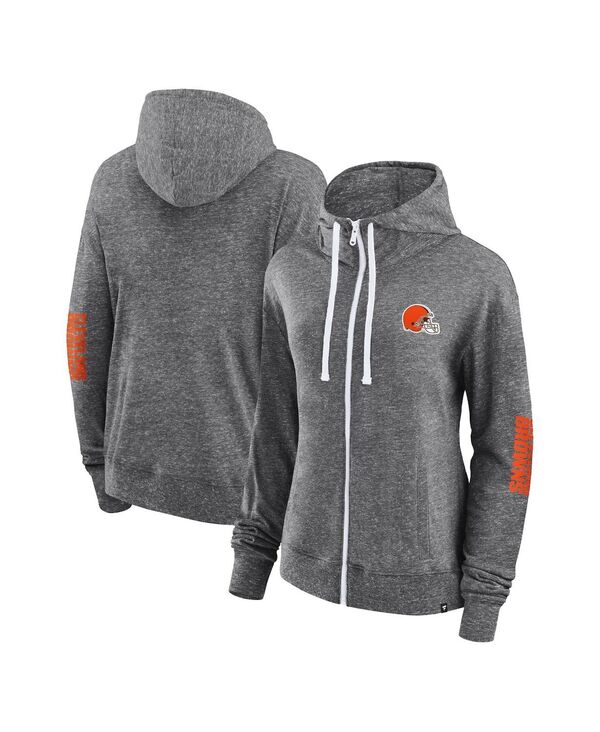 yz t@ieBNX fB[X p[J[EXEFbg AE^[ Women's Branded Heather Charcoal Cleveland Browns Opening Coin Flip Hoodie Full-Zip Sweatshirt Heather Charcoal