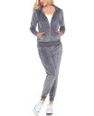 【送料無料】 ホワイトマーク レディース ナイトウェア アンダーウェア Women 039 s Velour Tracksuit Loungewear 2pc Set Gray