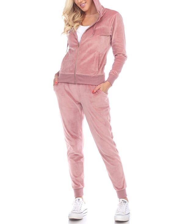 楽天ReVida 楽天市場店【送料無料】 ホワイトマーク レディース ナイトウェア アンダーウェア Women's Velour Tracksuit Loungewear 2pc Set Pink