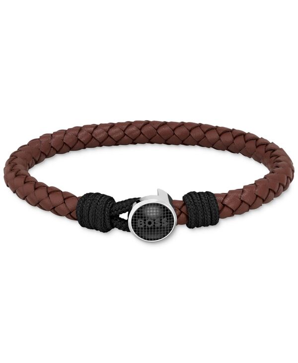yz {X Y uXbgEoOEANbg ANZT[ Men's Thad Classic Brown Leather Braided Bracelet Two Tone