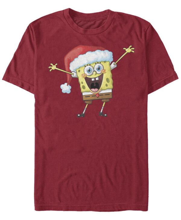【送料無料】 フィフスサン メンズ Tシャツ トップス Men's SpongeBob SquarePants Happy? Songe Short Sleeve T-shirt Cardinal