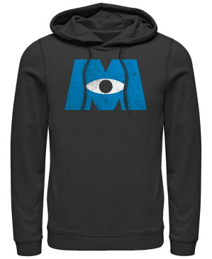 ディズニー メンズ パーカー・スウェット アウター Pixar Men's Monsters Inc. Eye Logo Pullover Hoodie Black