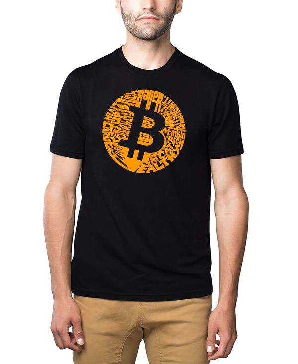 【送料無料】 エルエーポップアート メンズ Tシャツ トップス Men 039 s Bitcoin Premium Word Art T-shirt Black