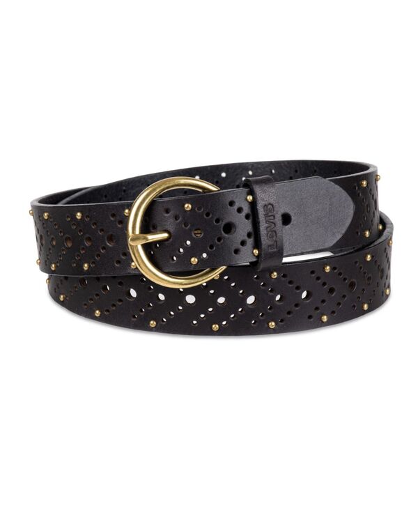 リーバイス 【送料無料】 リーバイス レディース ベルト アクセサリー Women's Studded Fully Adjustable Perforated Leather Belt Black