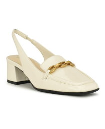 ナインウエスト 【送料無料】 ナインウェスト レディース パンプス シューズ Women's Mella 9X9 Block Heel Sling back Dress Pumps Cream Faux Patent Leather- Polyurethane