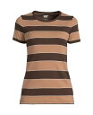 【送料無料】 ランズエンド レディース シャツ トップス Women's Petite Cotton Rib Short Sleeve Crewneck T-shirt Rich coffee tri rugby