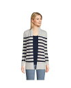 【送料無料】 ランズエンド レディース ニット セーター カーディガン アウター Women 039 s Petite Cotton Open Long Cardigan Sweater Ivory placed stripe