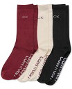 【送料無料】 カルバンクライン レディース 靴下 アンダーウェア Women's 3-Pk. CK Logo Dress Crew Socks Burgundy Assorted