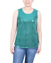 【送料無料】 ニューヨークコレクション レディース シャツ トップス Women's Sleeveless Sequined Tank Top with Combo Banding Emerald