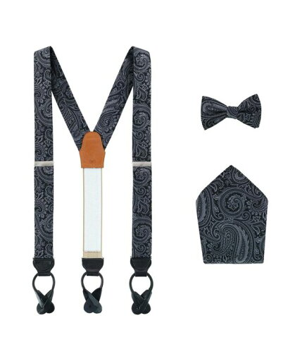 【送料無料】 トラファルガー メンズ ネクタイ アクセサリー Sobee Paisley Brace Bow Tie & Pocket Square Set Black 【送料無料】 トラファルガー メンズ ネクタイ アクセサリー Sobee Paisley Brace Bow Tie & Pocket Square Set Black