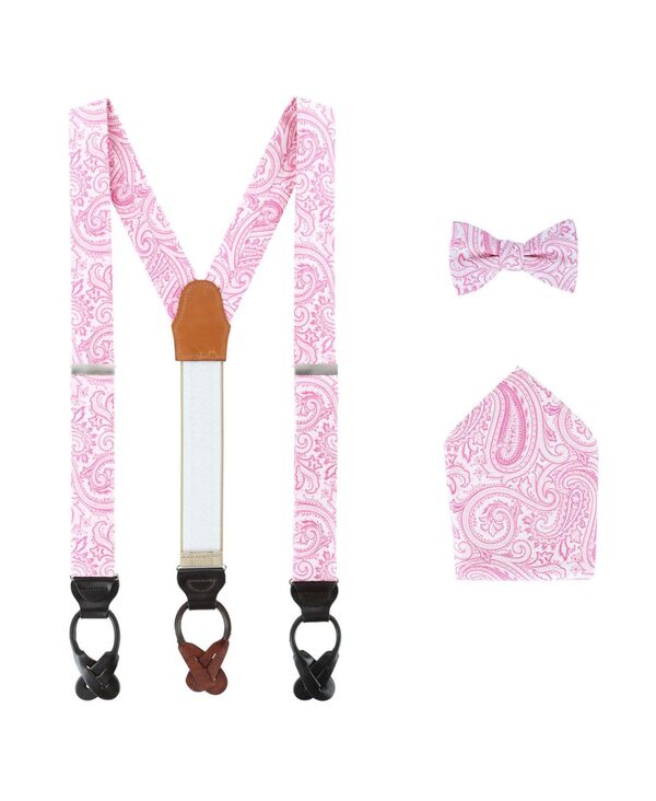 ̵ ȥե륬  ͥ ꡼ Sobee Paisley Brace Bow Tie & Pocket Square Set Pink