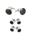 【送料無料】 トラファルガー メンズ カフスボタン アクセサリー Sutton Genuine Onyx Formal Set (Cufflinks & Tuxedo Studs) Rhodium and genuine onyx