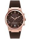 yz T@g[ tFK Y rv ANZT[ Men's Swiss Chronograph Brown Silicone Strap Watch 41mm Ip Rose Gold