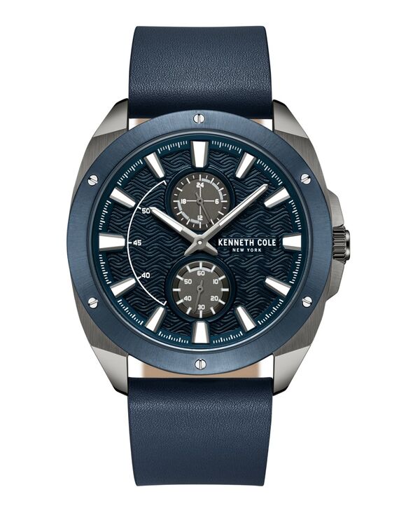 【送料無料】 ケネスコール メンズ 腕時計 アクセサリー Men's Dress Sport Blue Dark Genuine Leather Watch 43mm Blue Dark