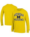 【送料無料】 チャンピオン メンズ Tシャツ トップス Men's Maize Michigan Wolverines High Motor Long Sleeve T-shirt Maize